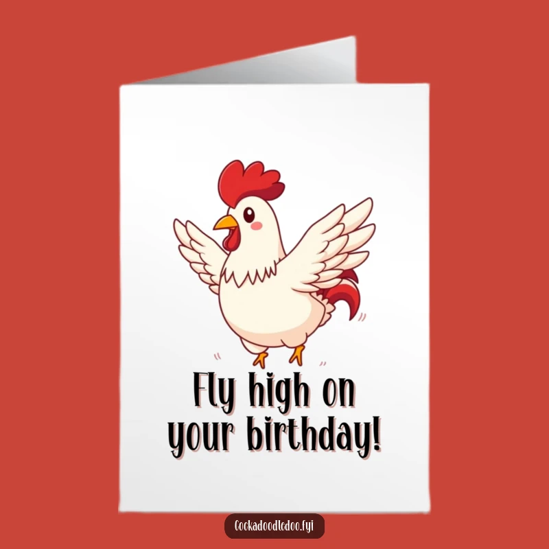 Free Printable Rooster Birthday Card: Soaring High! Comical Bird Downloadable Gift for a Grand Day!