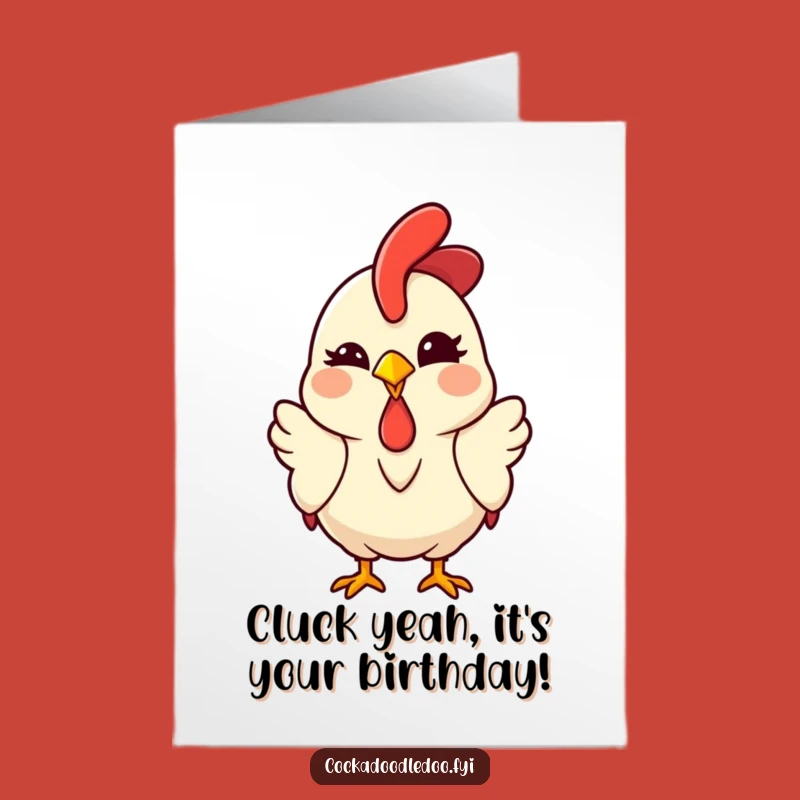 Free Printable Birthday Card: Funny Kawaii Rooster Winking, Perfect Downloadable Gift
