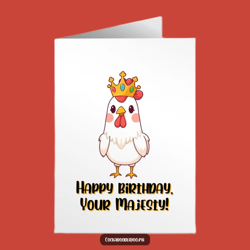 Free Printable Birthday Card: Funny King Rooster, Royal Downloadable Gift for the Birthday Monarch
