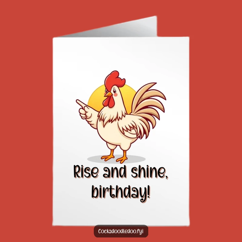 Free Printable Birthday Card: Rooster Sunrise, Funny Downloadable Gift for a Bright Day