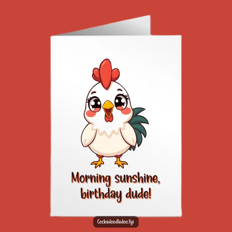 Free Printable Birthday Card: Surprised Rooster SunriseFunny Downloadable Gift