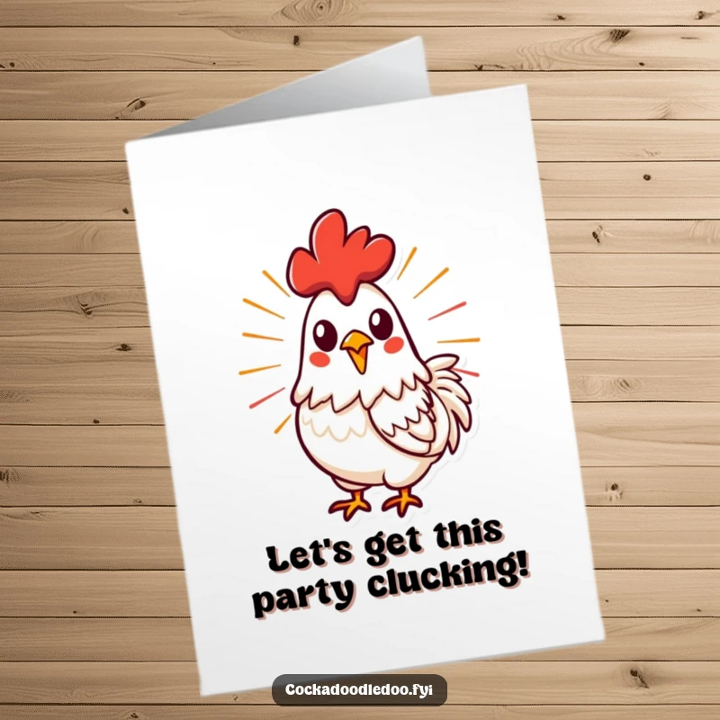 Funny Free Printable Birthday Card: Stylized rooster with energetic lines from its beak, captured mid-crow for a vibrant wish.