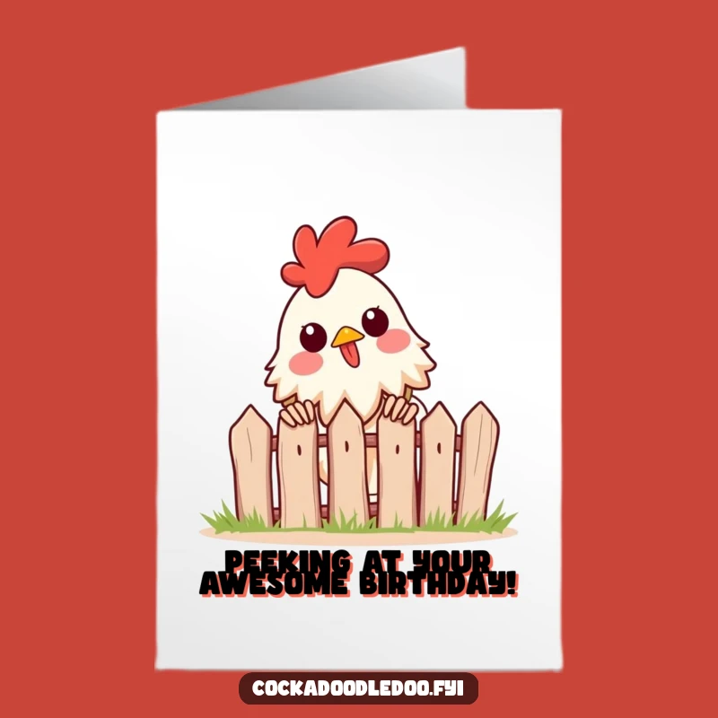 Free Printable Birthday Card: Peeking Rooster Excited Birthday Downloadable Gift