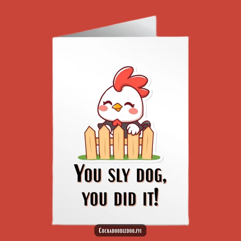 Free Printable Congrats Card: Mischievous Kawaii Rooster Winking Success, Downloadable Gift