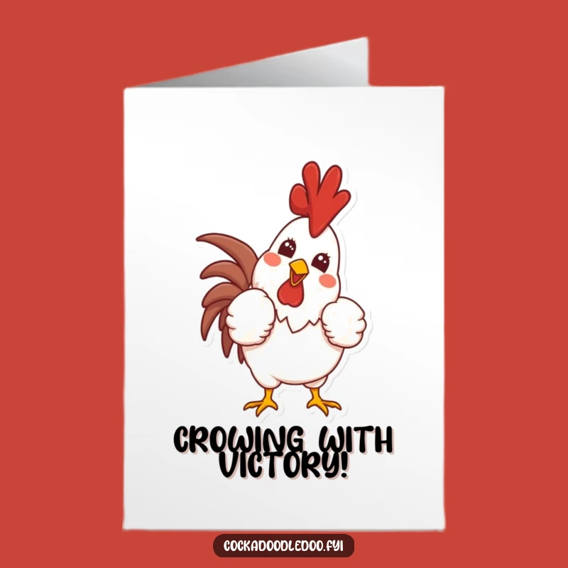 Free Printable Congrats Card: Proud Rooster, Crowing Winner Downloadable Gift
