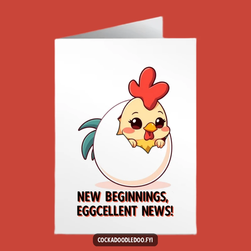 Free Printable Congrats Card: Shy Rooster Peeking Downloadable Greeting from Egg for a Sweet Surprise
