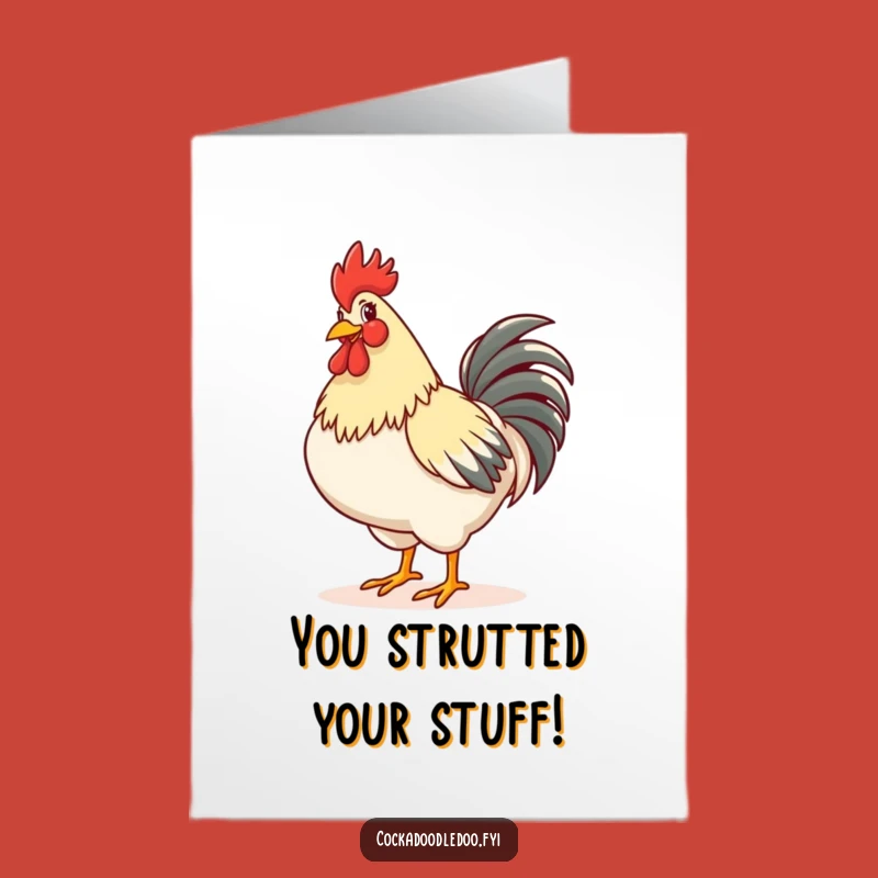 Free Printable Congrats Card: Strutting Rooster Celebrates Achievement Downloadable Gift