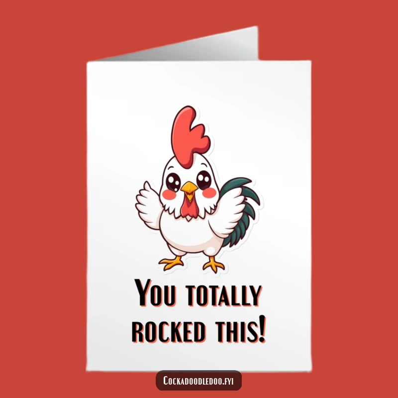 Free Printable Kawaii Rooster Congratulations Card: Funny Downloadable Gift for Big Wins