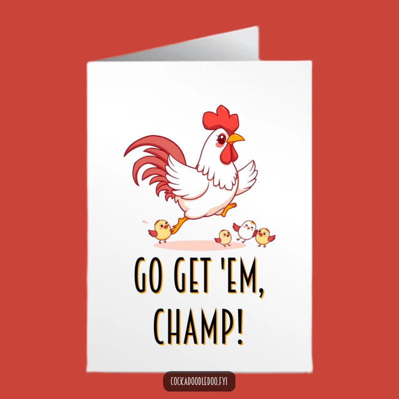 Free Printable Congrats Card: Rooster Chasing Birds, Downloadable Celebration Gift