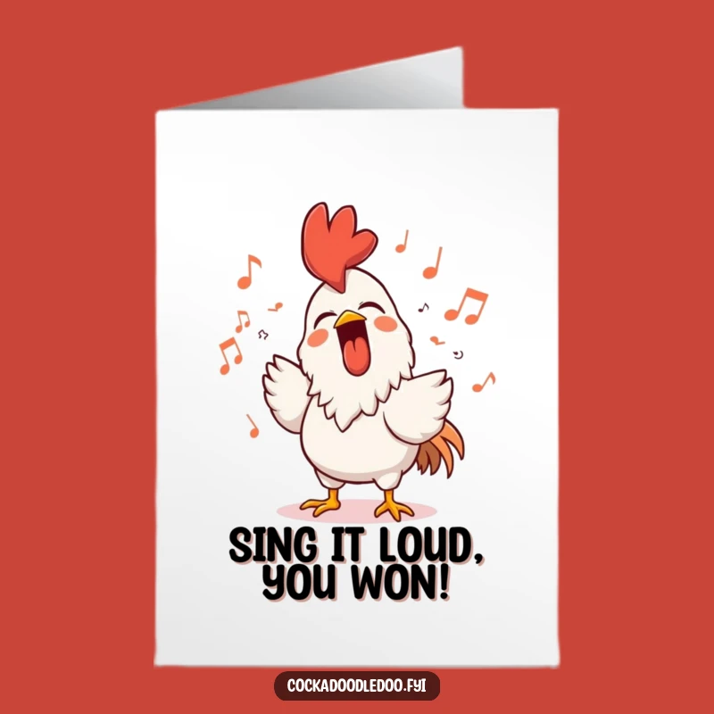 Free Printable Rooster Singing Congratulations Card: Happy Rooster Downloadable for Cheers!