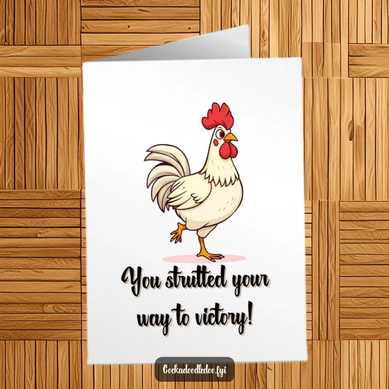 Funny Free Printable Congrats Card: A rooster’s confident strut, head held high, great for a humorous congratulatory download.