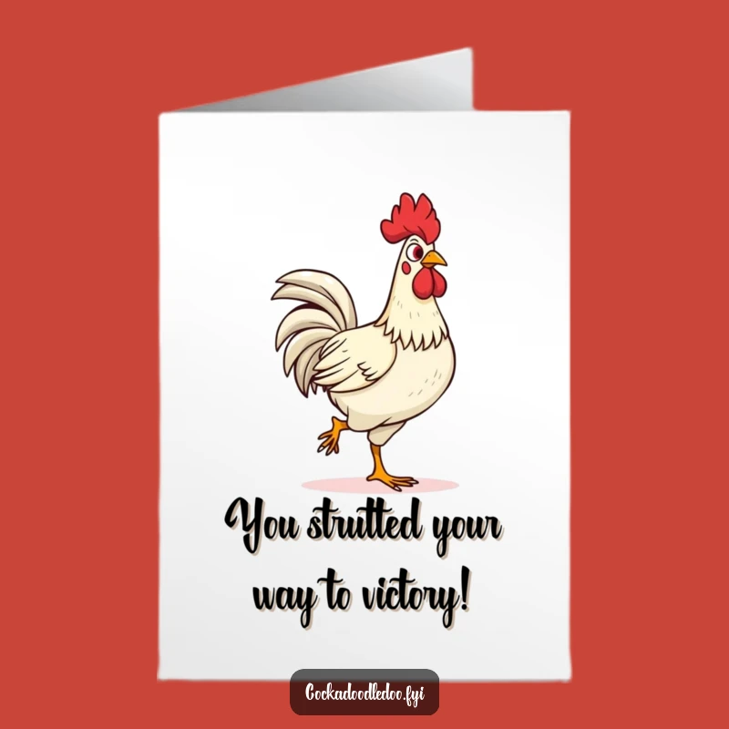 Free Printable Congrats Card: Confident Rooster Strut Funny Downloadable