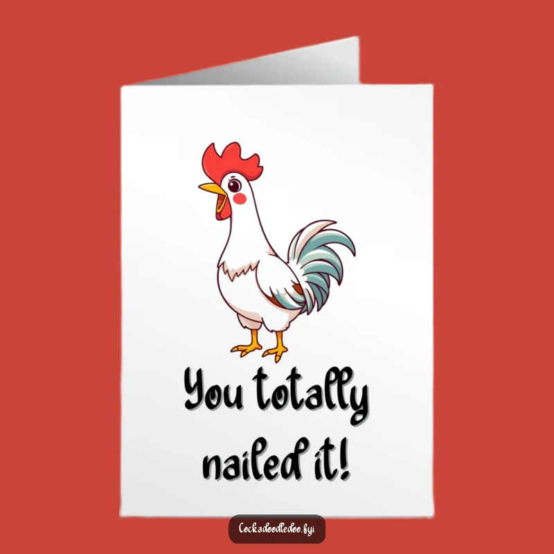 Free Printable Congrats Card: Joyful Kawaii Rooster Crowing, Perfect Downloadable Celebration Gift