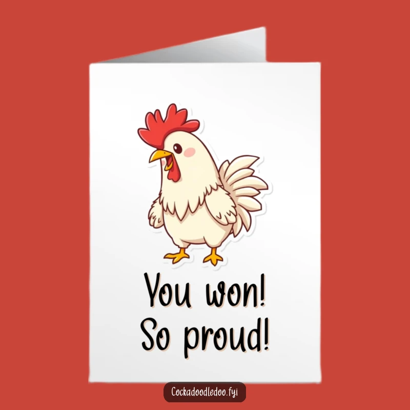 Free Printable Congrats Card: Joyful Rooster Crowing Downloadable Greeting for Triumphant Announcements