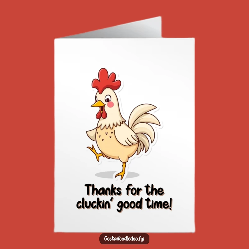 Free Printable Thank You Card: Amusing Rooster Jigging Downloadable for Expressing Gratitude Hilariously