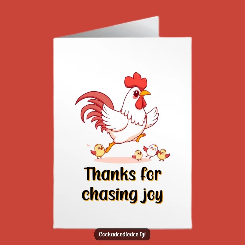 Free Printable Thank You Card: Funny Rooster Chasing Birds, Grateful Downloadable Gift