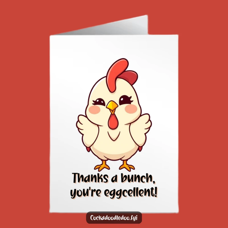 Free Printable Thank You Card: Kawaii Rooster Winking, Express Gratitude Downloadable