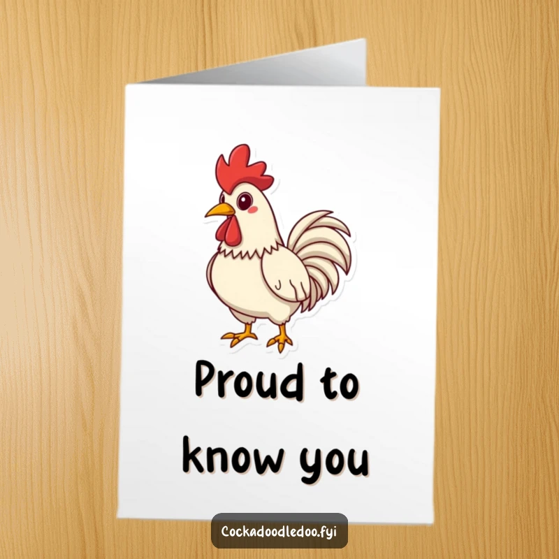 Funny Free Printable Thank You Card: Rooster with chest puffed out, striking a proud pose of gratitude.