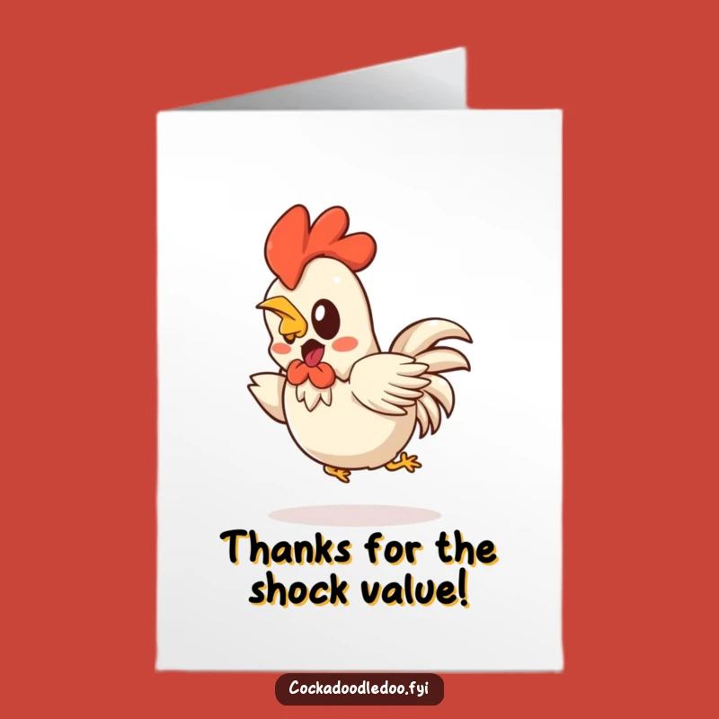 Free Printable Thank You Card: Startled Kawaii Rooster Hop - Funny Downloadable Gift