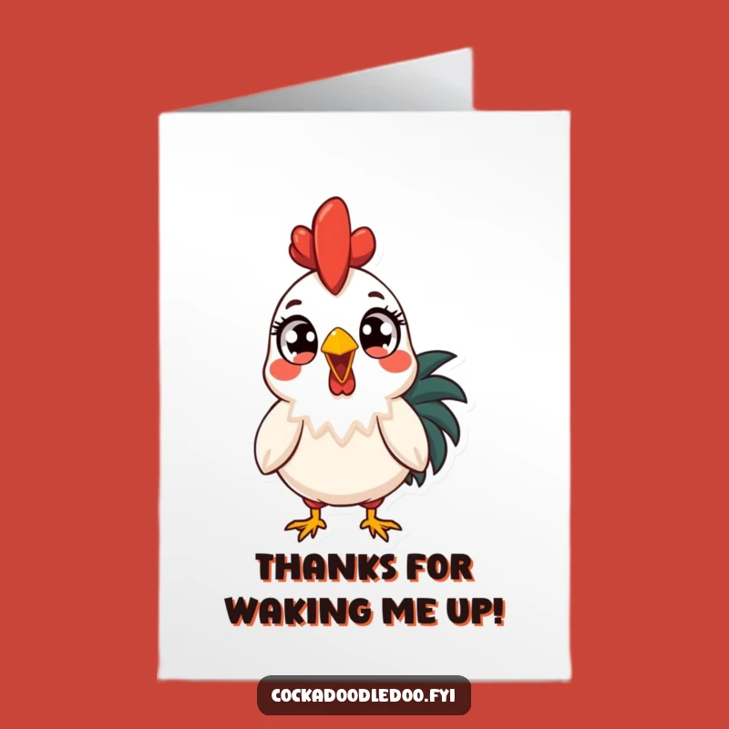 Free Printable Thank You Card: Surprised Rooster Sunrise Funny Downloadable