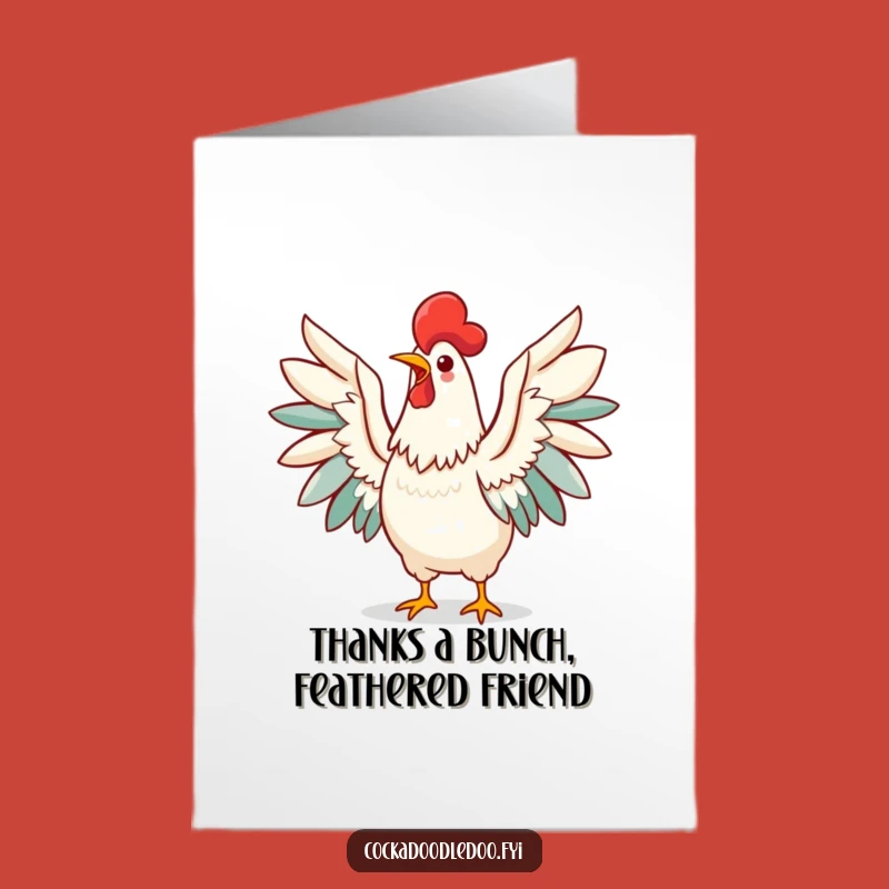 Free Printable Thank You Card: Cheerful Kawaii Rooster Expresses Gratitude, Ideal Funny Downloadable Gift