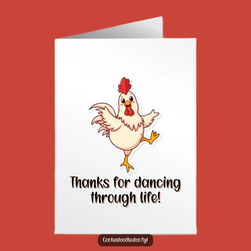 Free Printable Rooster Thank You Card: Dancing Gratitude! Downloadable Gift from a Joyful Bird!