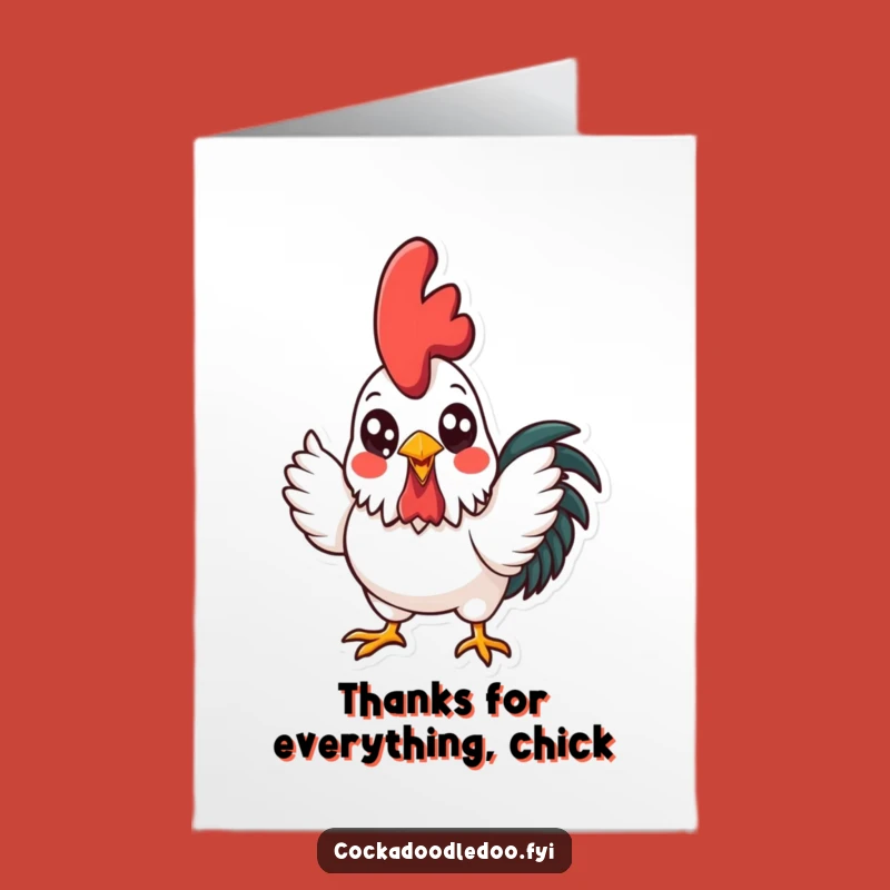 Free Printable Kawaii Rooster Thank You Card: Funny Downloadable Gift to Show Gratitude