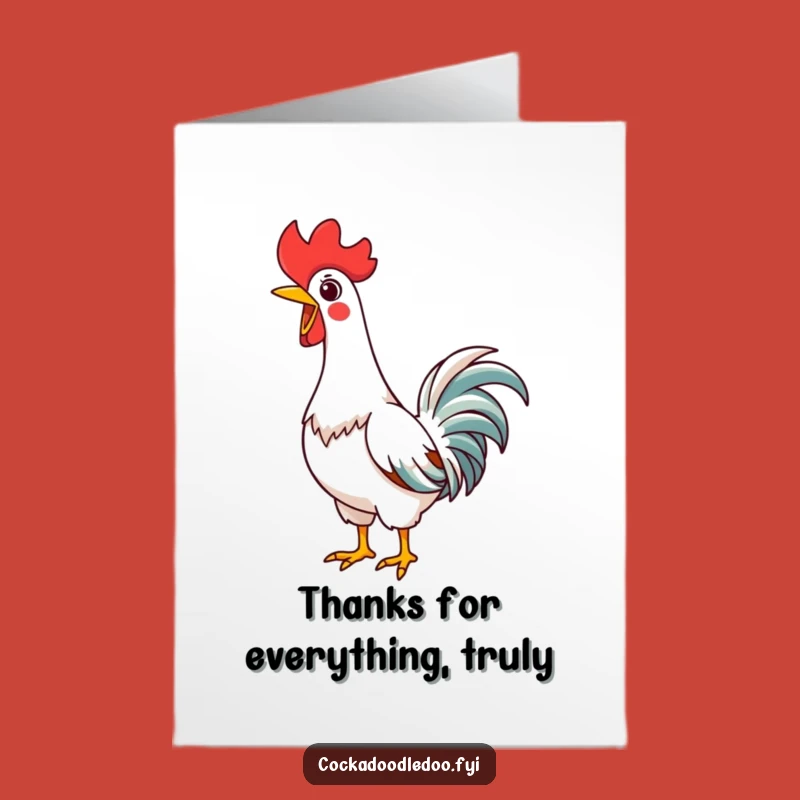 Free Printable Thank You Card: Funny Kawaii Rooster Crowing, Grateful Downloadable Gift