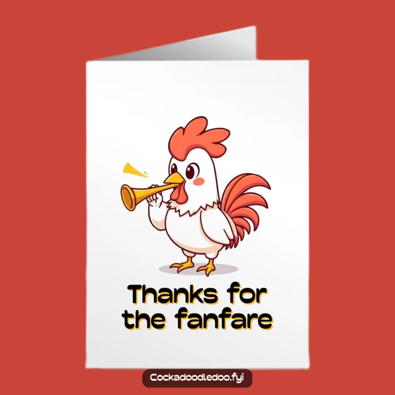 Free Printable Rooster Thank You Card: Funny Trumpet Blow Downloadable Gift