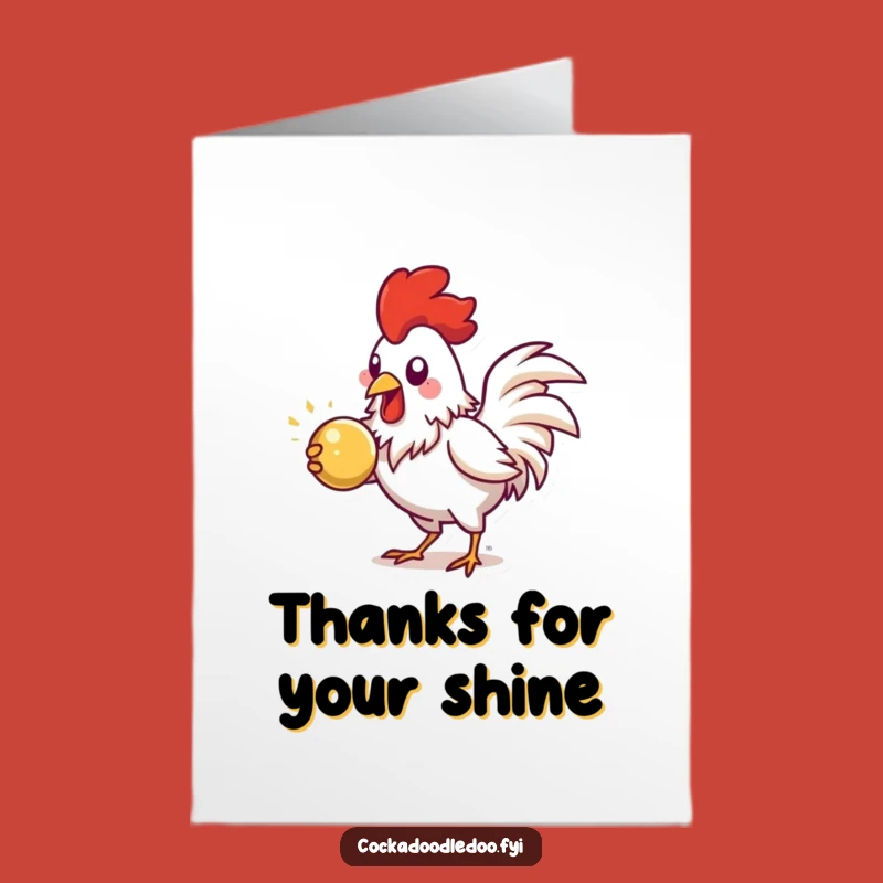 Free Printable Thank You Card: Funny Rooster Pecking Shiny Object, Grateful Downloadable Gift