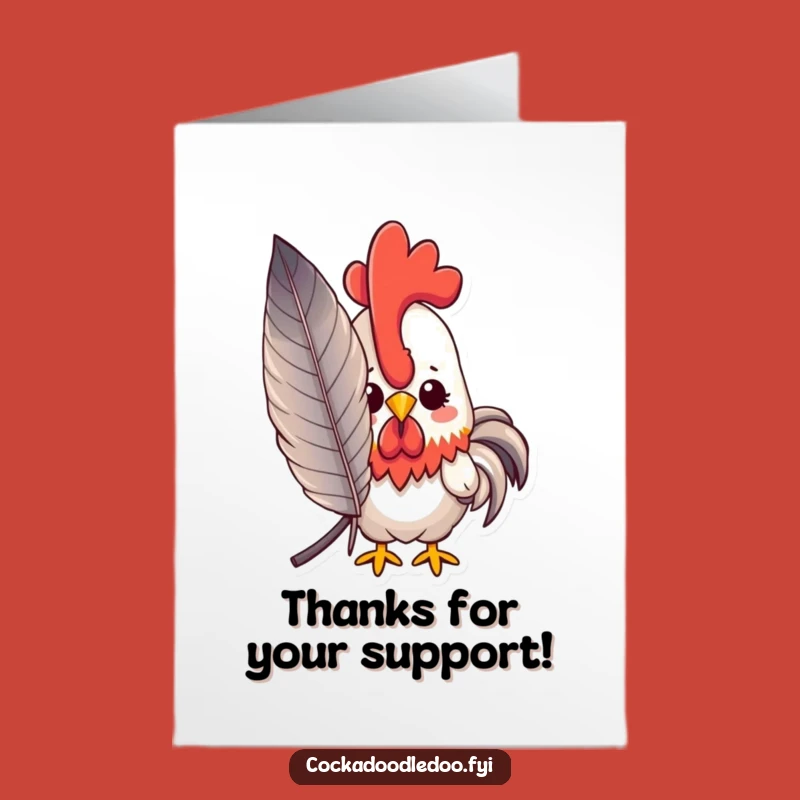 Free Printable Kawaii Rooster Thank You Card: Feather Peek, Funny Downloadable