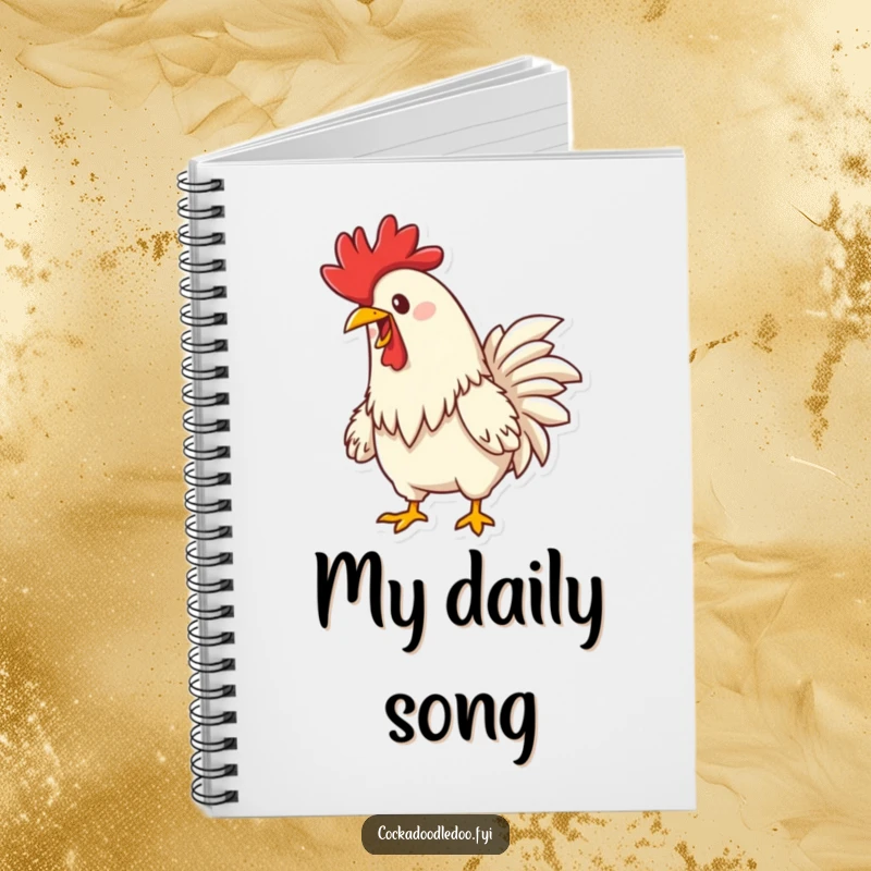 Funny Determined Rooster Crowing Notebook: A lined notebook with a cover showing a happy rooster joyfully crowing.