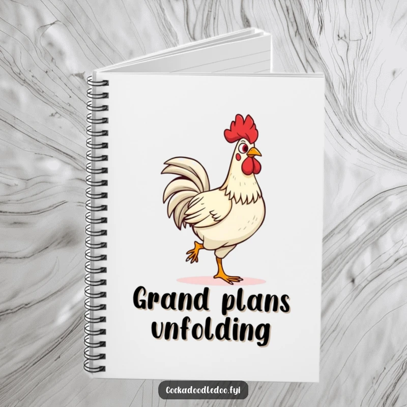 Funny confident rooster notebook, strutting proudly with head held high. Humorous stationery for bold ideas, a great funny gift.