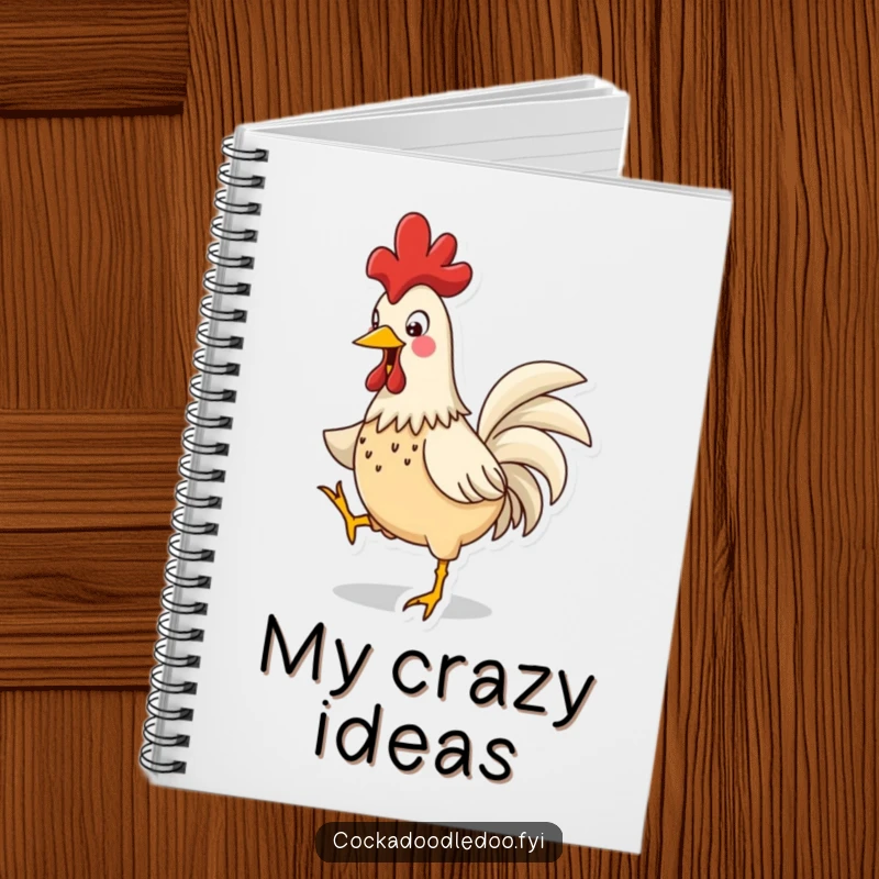 Funny Rooster Jig Notebook: A lined notebook with a cover showing a funny rooster doing a jig, comb bobbing.