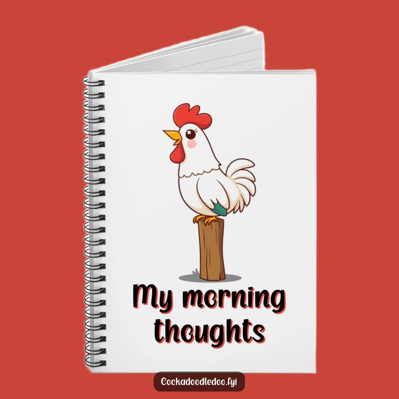 Funny Kawaii Rooster Notebook, Jot Down Your Bold Morning Thoughts!
