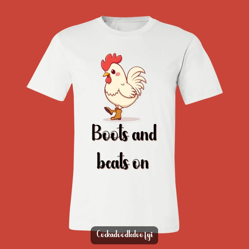 Funny Kawaii Rooster Boots T-Shirt: Show Off Your Rhythmic Style