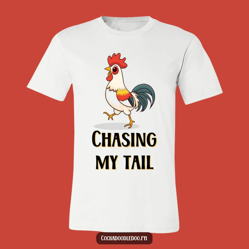 Funny Rooster Shadow Chase T-Shirt - Playful Silly Graphic Tee Gift