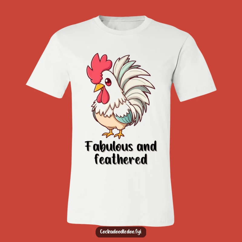 Funny Glam Rooster Boa T-Shirt - Fabulous Diva Tee for Laugh Lovers