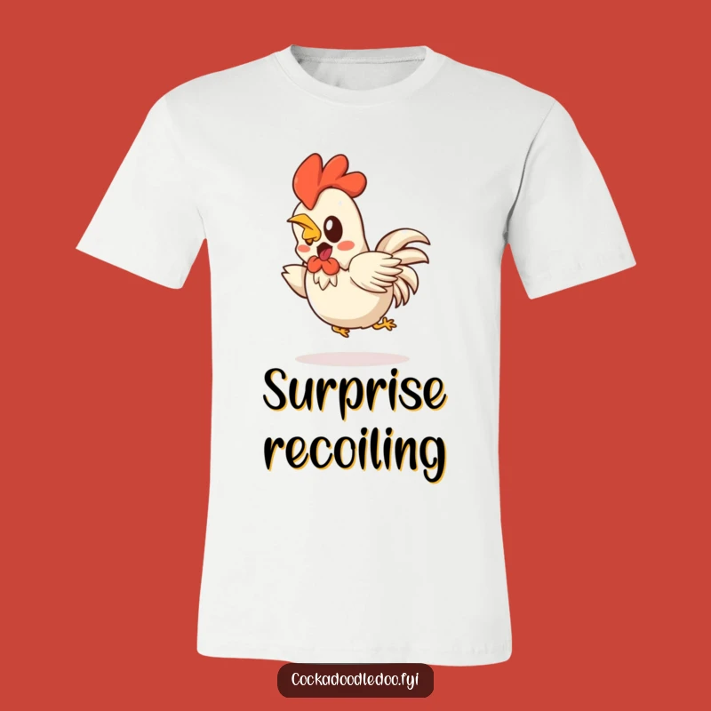 Funny Kawaii Rooster T-Shirt: Startled Hop Back - Comical Funny Gift for Laugh Lovers