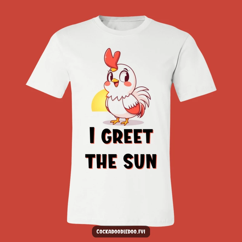 Funny Rooster Sunrise T-Shirt: Awestruck Fowl Grinning, Hilarious Gift for Early Birds