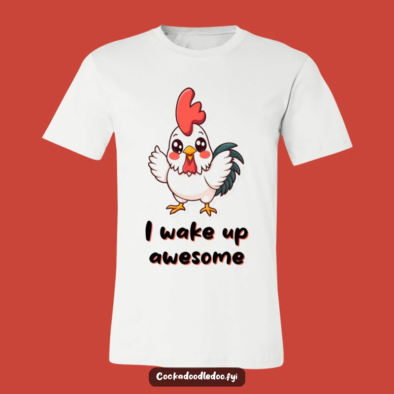 Funny Kawaii Rooster Crowing T-Shirt: Adorable Morning Humor Tee