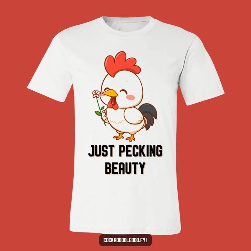 Funny Kawaii Rooster T-Shirt: Cheerful Flower Holder - Adorable Funny Gift for All Ages