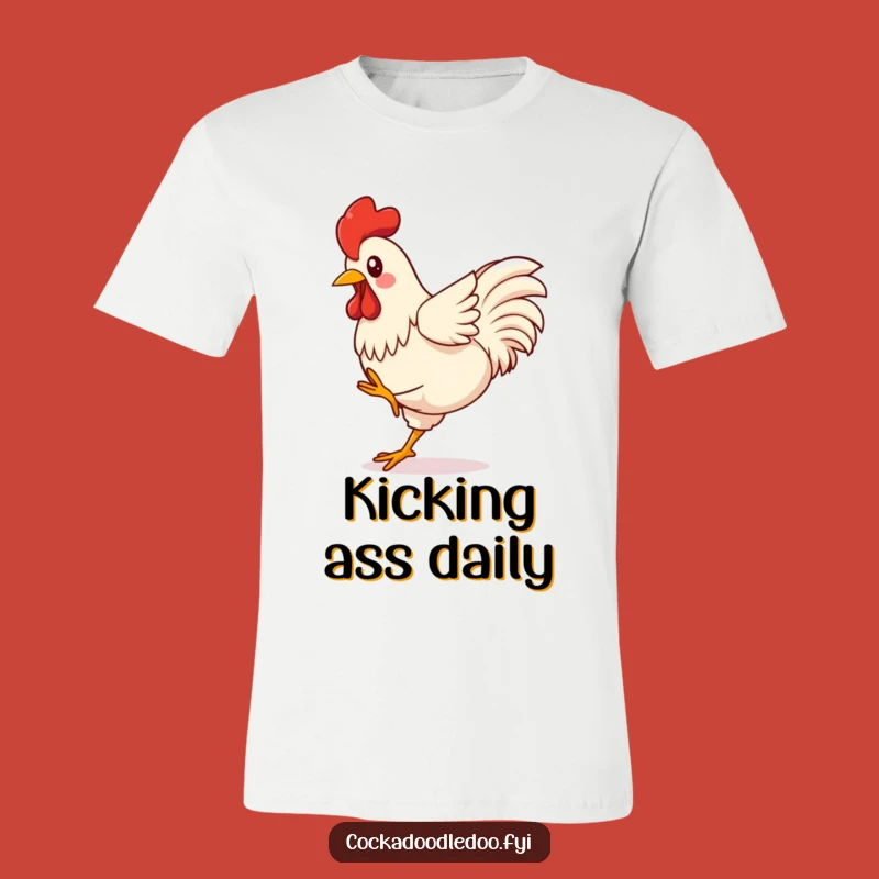Funny Kawaii Rooster T-Shirt: High-Energy Kicking Design - Fun Gift