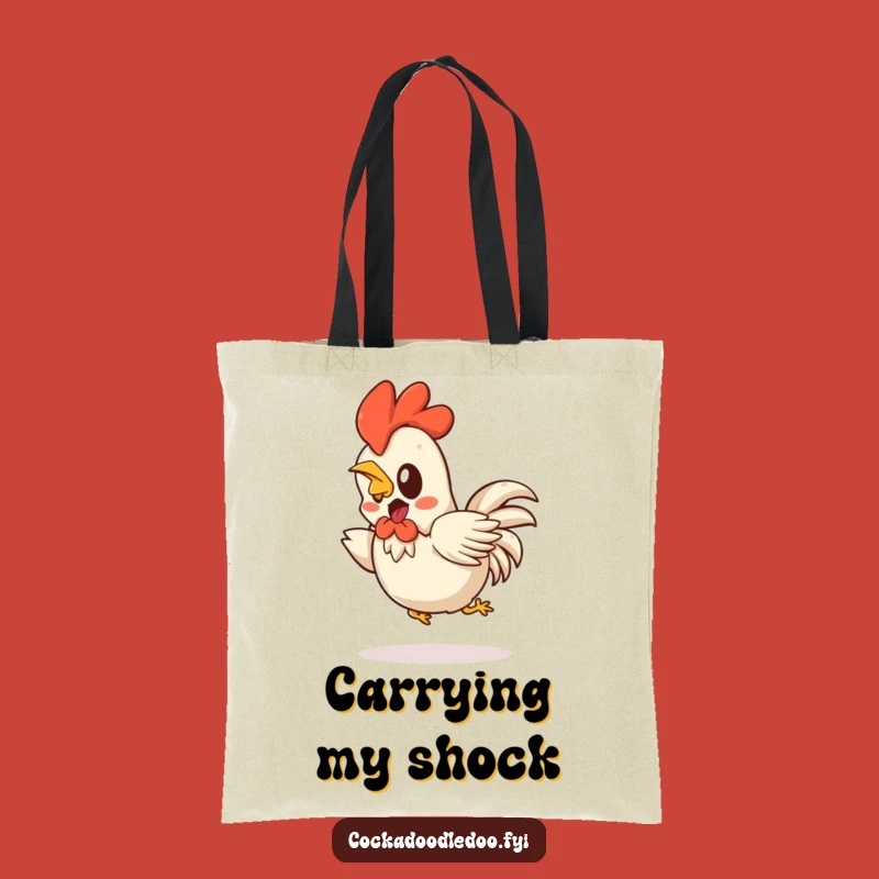 Funny Kawaii Rooster Tote Bag: Startled Hop Back - Practical Funny Gift for Surprise Lovers