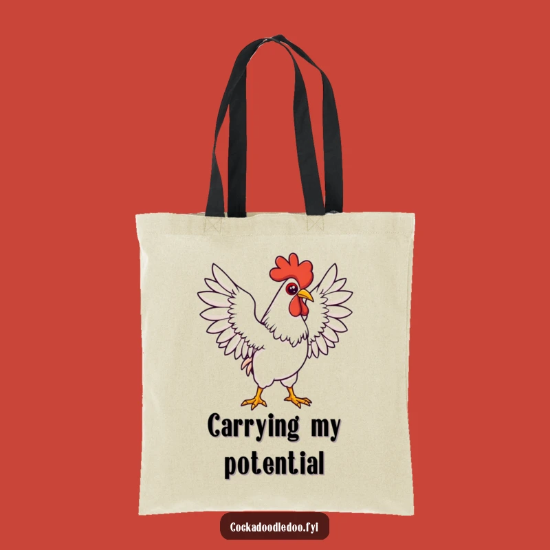 Funny Kawaii Rooster Tote Bag: Determined Wings Pose - Strong Funny Gift for Everyday Carry