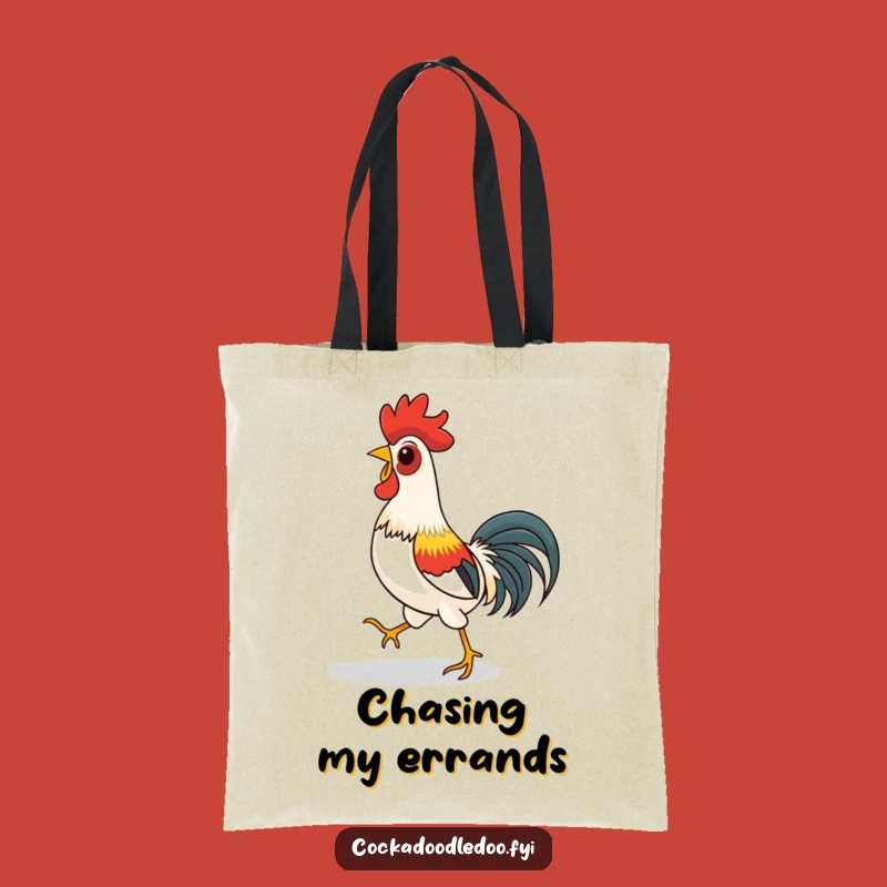 Funny Rooster Shadow Chase Tote Bag - Playful & Practical Carry-All