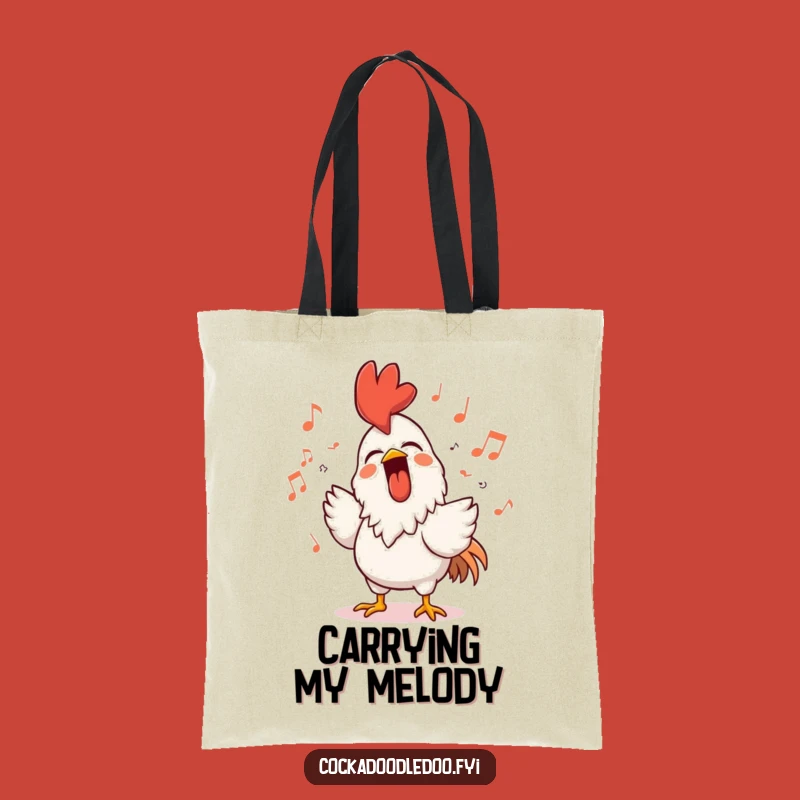 Funny Rooster Singer Tote Bag - Happy Character Carry-All, Musical & Practical
