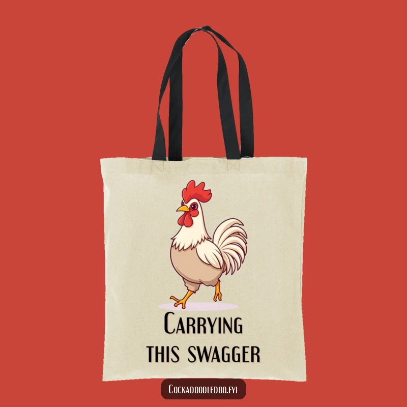 Funny Rooster Striding Tote Bag - Durable & Hilarious Confident Carry-All