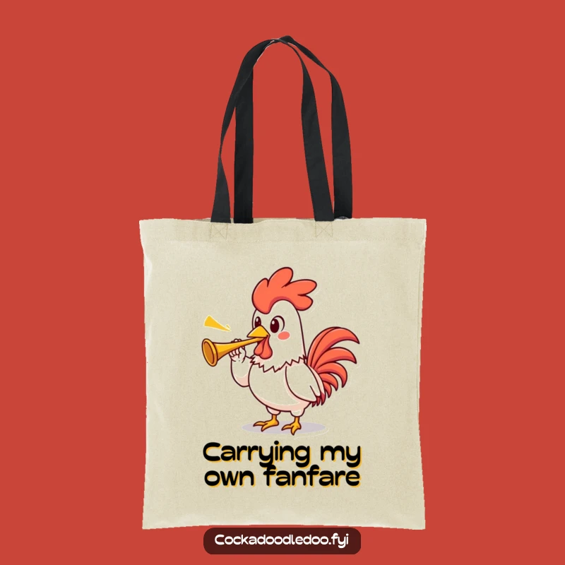 Funny Rooster Tote Bag: Proud Trumpeter Design, Your Go-To Funny Gift