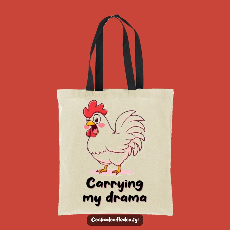 Funny Wide-Eyed Rooster Tote Bag: Durable Cartoon Bag for Errands, Funny Gifts